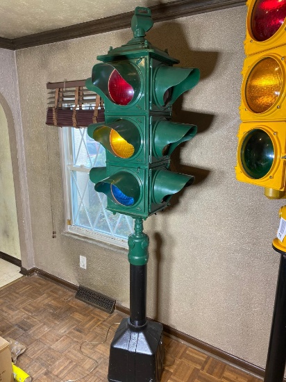 Large Vintage or Antique Metal Traffic Stop Light on Correct Base