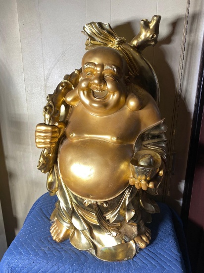 Very Large Vintage Resin Jolly Fat Buddha