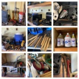 Garage Area Contents Lot - Hand Tools, Power Tools, Chisels, Makita Table Saw