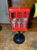 Metal three bin 25 cent Candy Coin Op Vending Machine