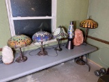 Group Lot of Lamps Including Stained Glass Style