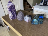 Geode Bookends, Polished Amethyst Obelisk, Labradorite Paperweight