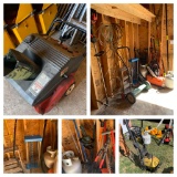 Shed Contents Area - Snow Blower, Yard Tools, Seeder & More
