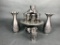 Pewter Plated Kiddush Wine Fountain with 8 Small Cups & 2 Carafes
