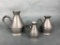 3 Antique Pewter Pitchers with Manufacturer Stamp