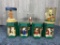 7 Vintage Cookie Molds in Cases including Santas, Mickey Mouse, and Gingerbread Man