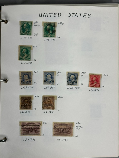 US Stamp Album including 1800s to 1900s