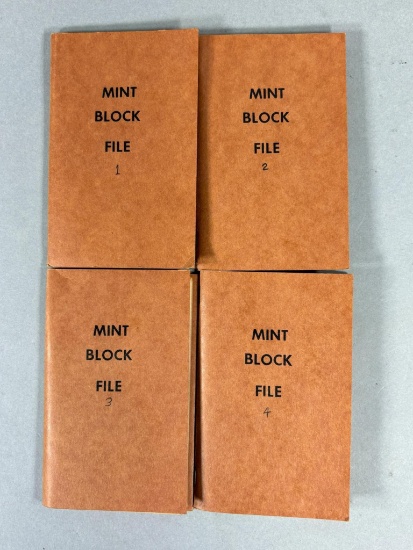 Four Vintage Mint Block File Books with Stamps