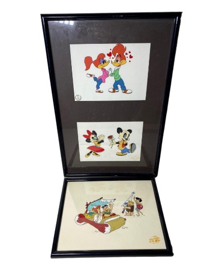 Three Framed Animation Cells Hanna-Barbera & Walter Lantz