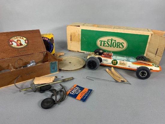 Vintage Testors Indy 500 Tether Sprite Gas Powered Car with Box & More