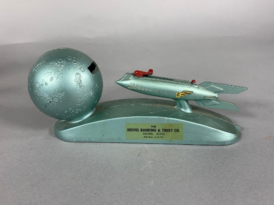 Mechanical Coin Bank Rocket to the Moon