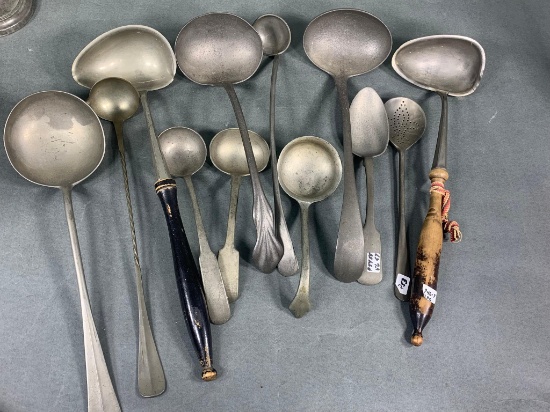 Group Lot of Antique Early Pewter Spoons Utensils