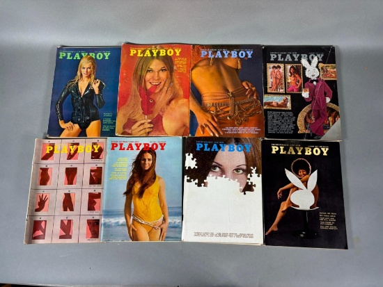 8 Vintage 1971 Playboy Magazines