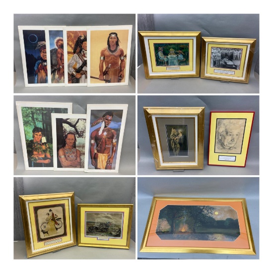 Group Lot of Framed Vintage Prints and Paintings