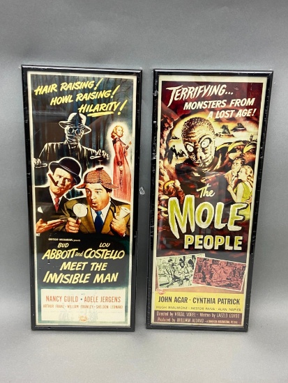 2 Framed Prints Movie Posters "Meet The Invisible Man" and "The Mole People"