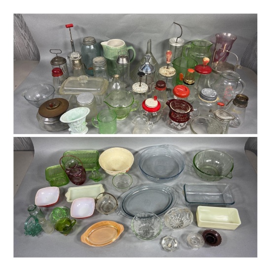 Lot of Antique Glass, Juicer, Press and More