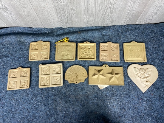 10 Vintage Cookie Molds including Stars, Angels, Floral Designs and More