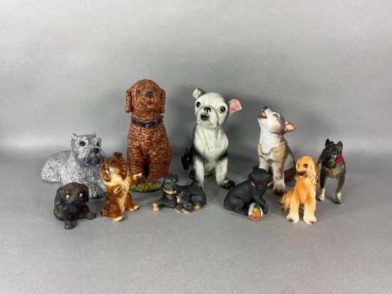 Lot of Ceramic and Plastic Dogs