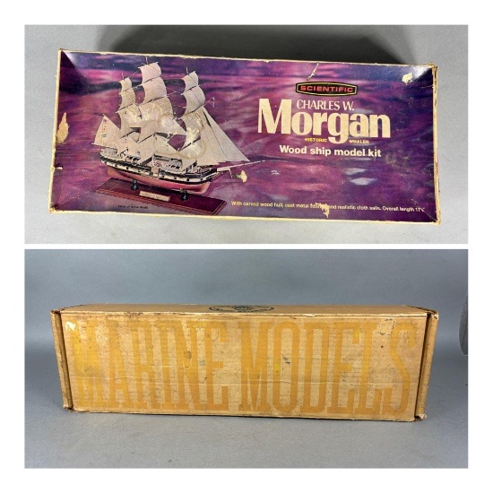 Two Vintage Wooden Ship Models