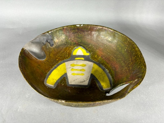 Unusual Vintage Ceramic Bowl with Horse & Jockey