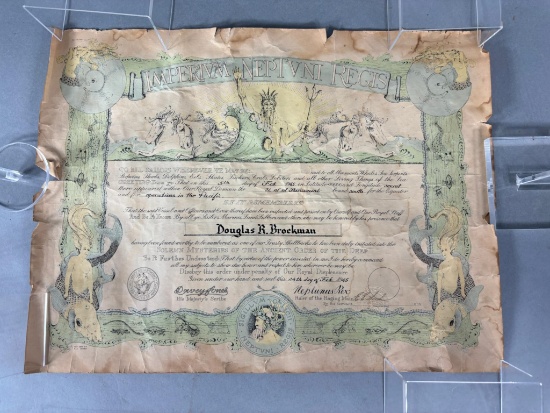 WWII Era Crossing the Equator Navy Military Document USS Panamint
