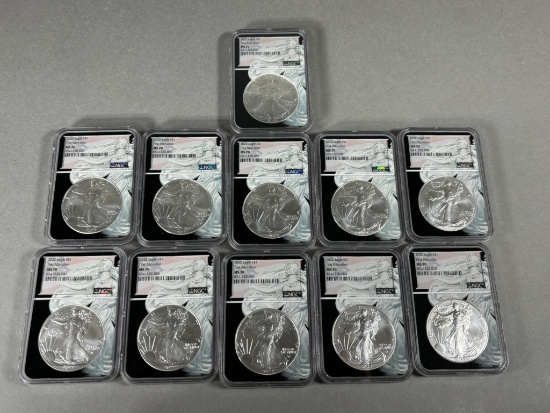 Group Lot of 11 US Silver Dollar Coins NGC Graded