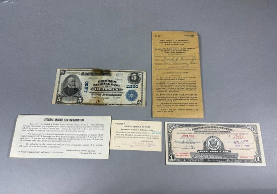 Quitman Georgia $5 US Banknote & Postal Savings Bond
