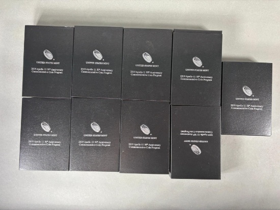 Group Lot of 9 US Mint 5 Oz Silver Coins Apollo 11