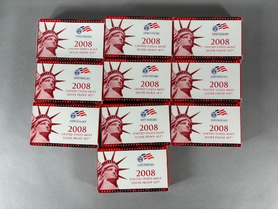 Group Lot of 10 Silver Proof Sets US Mint