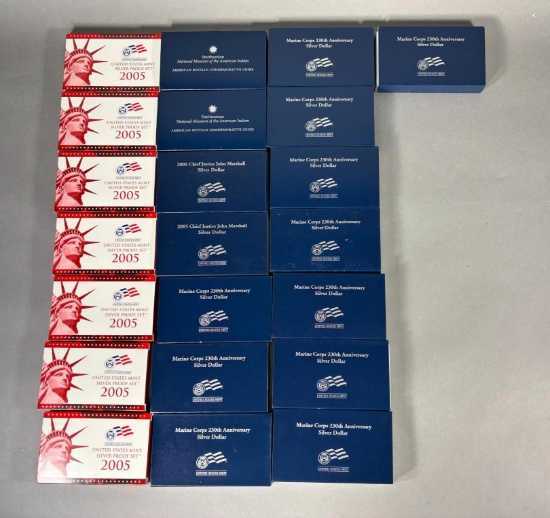 Huge Lot Silver Sets, Silver Dollars US Mint, 2 Smithsonian Buffalo Silver Coin Sets