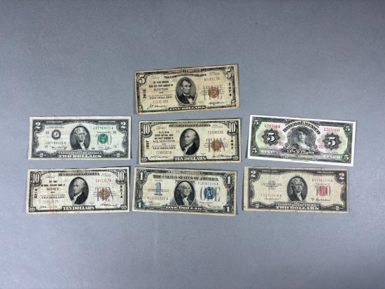 Group Lot of Old US Silver Certificates Banknotes & Mexico