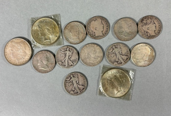 Group Lot of US Silver Dollar, Half Dollar Coins