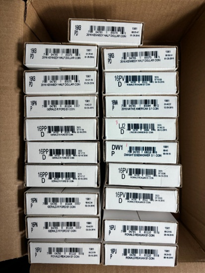 Huge Lot of Uncirculated Sealed Mint Coin Rolls $455 Face Value $1 & 1/2 Dollar