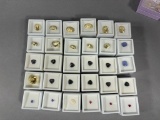 Group Lot of Gemstones in Cases Yellow Labradorite, Bixbite, Chalcedony etc