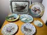 Group of Bird Themed Collector Plates & Serving Platter