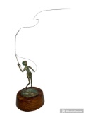 Malcolm Moran Bronze Sculpture Boy Fly Fishing