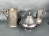 Group of Pewter - Stimpson's Pitcher, Soup Tureen & Bavaria Pitcher