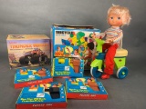 Group of Vintage Toys - Potato Guns, Tricycle with Doll & RC Thunder Wagon