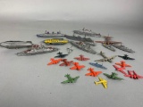 Group of Tootsie Toy Ships & Plastic Airplanes