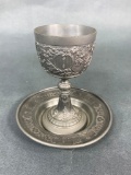Made in Norway West Tinn Pewter Goblet and Plate