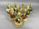 10 Vintage Cookie Molds including Rabbits, Puss in Boots, Cardinal, Pigs, Santa, and More