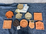 10 Vintage Cookie Molds including House, Owl, Bear, Floral Designs, and More