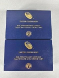 2 US Mint 50th Anniversary Kennedy Gold Proof Coins