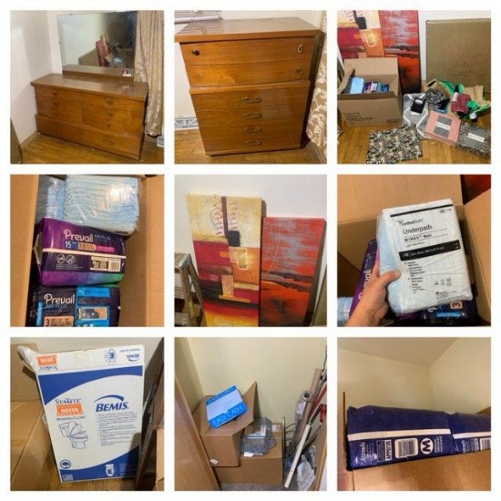 Bedroom Contents - Bassett Furniture Dresser with Mirror, Bassett Furniture Chest of Drawers,