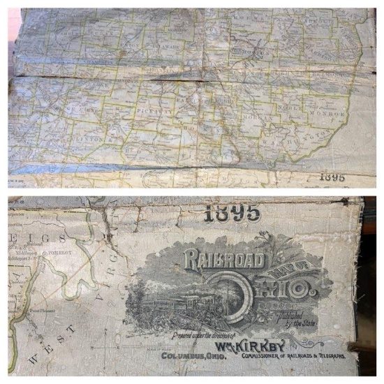 1895 Ohio Railroad Map on Canvas Map