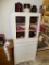 Antique Cute White Kitchen Cabinet w/Primitives Wares