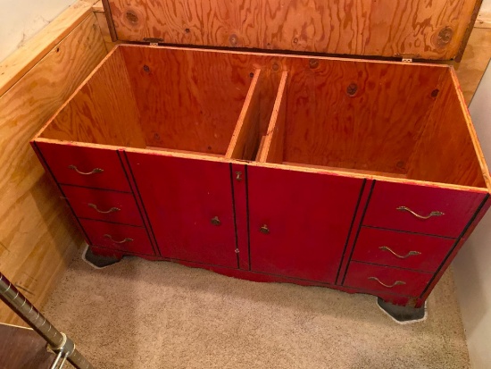 Vintage Wooden Box with Hinged Top