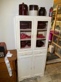 Antique Cute White Kitchen Cabinet w/Primitives Wares