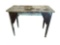 Vintage Wood Work Table with Blue Distressed Paint