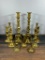 Group Lot Early Brass Candlesticks Including 19th c. or earlier